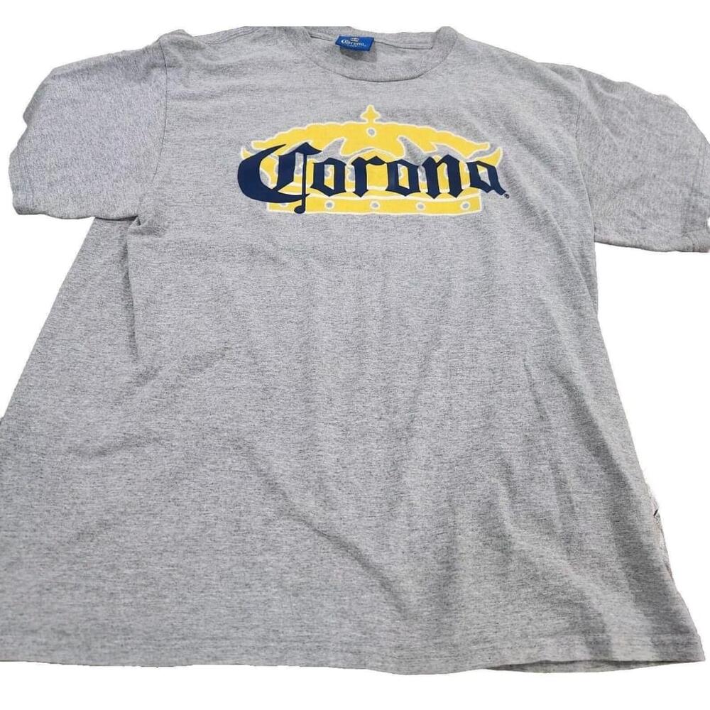 Corona Extra Mens T-Shirt Gray Short Sleeves Licensed Graphic Medium